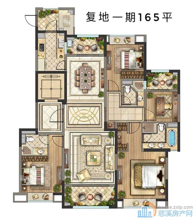 复地一期  166平 双套房 带车位