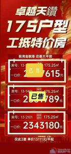 卓越天钻175平已售二套仅售ZUI后一套