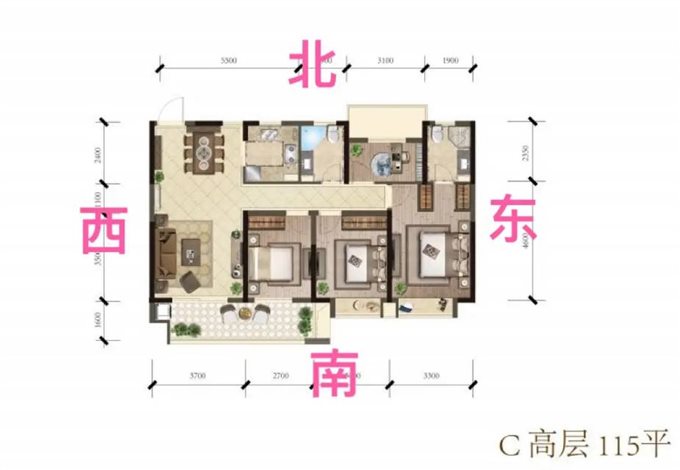 红星天铂佳苑115平112万南北通透