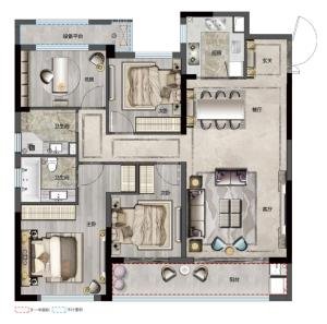 红星檀府140平198.8直接房源钥匙在