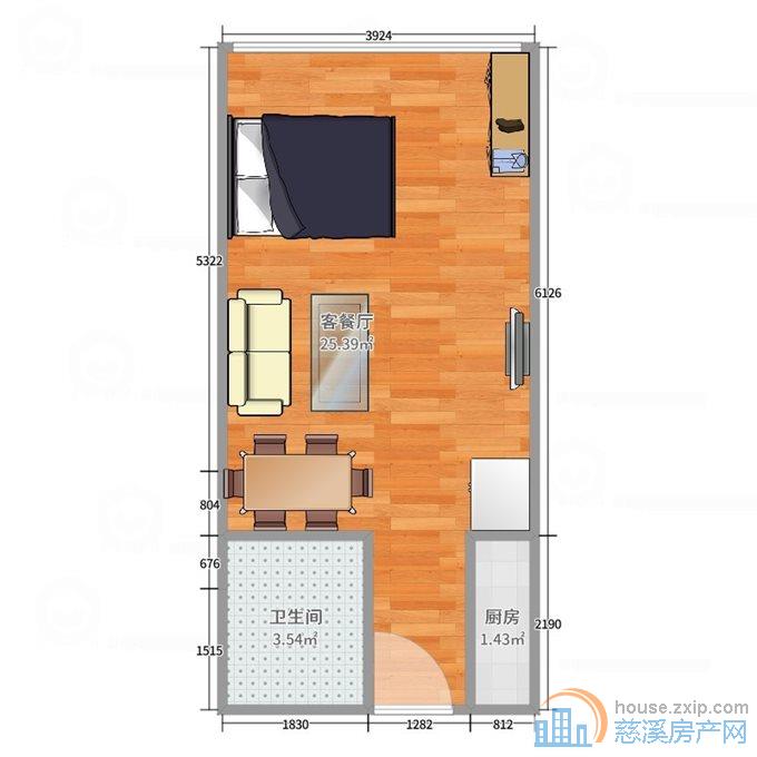 泰悦公寓 一室一厅一卫 精装修
