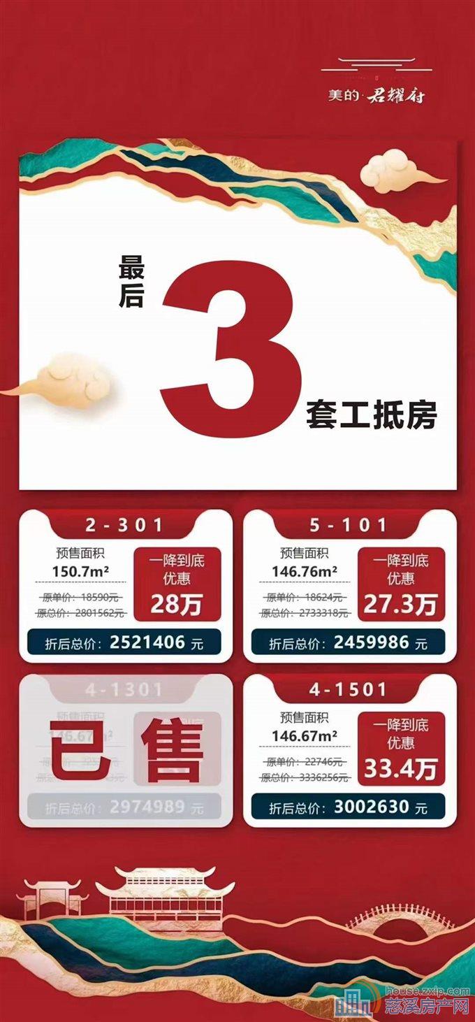 美的君耀府高层ZUI后几套清盘看中价可协