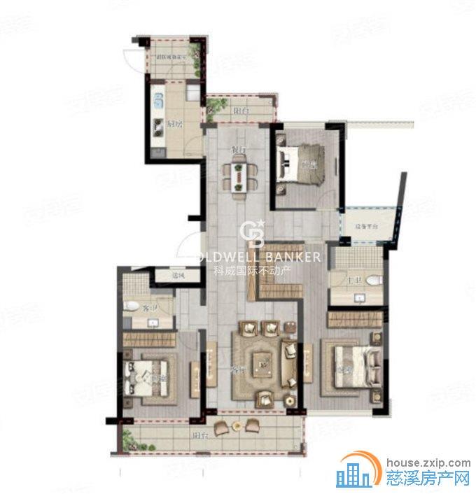 江滨之城 一线江景165平 全天采光好