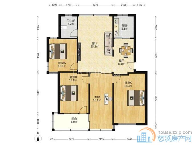 虞波西园120平80万白云新城书包
