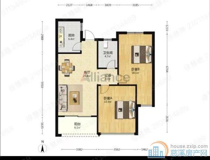 江滨江景苑102平20楼满2年123万
