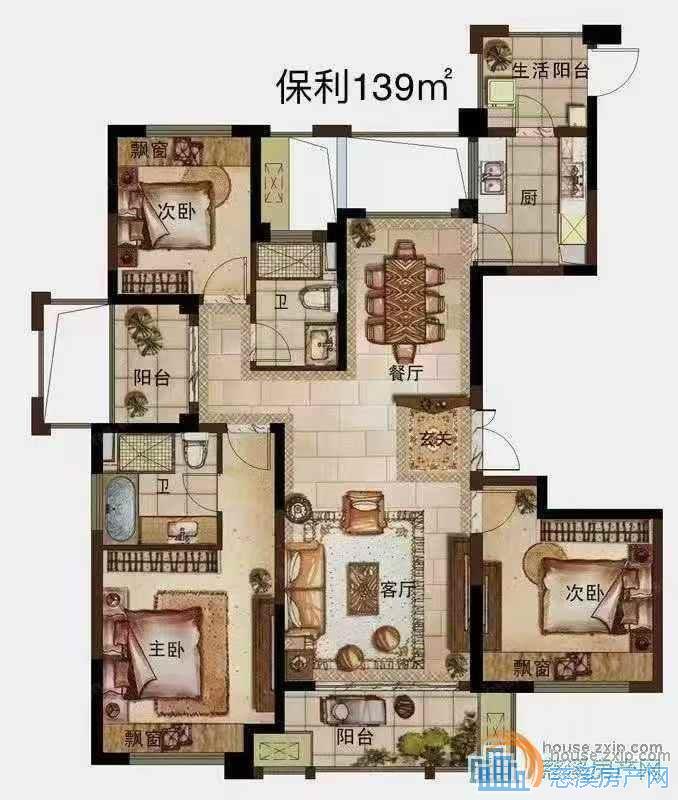 保利君悦湾139平赠送30平142.8万