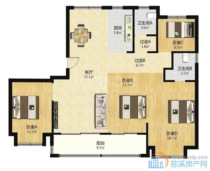 红星檀府东区143平12楼东边套305万